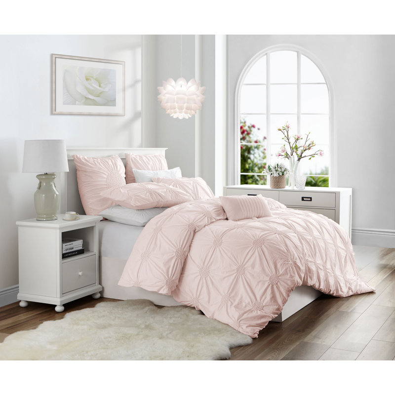 Ensemble de housse de couette en microfibre , Rosé, Housse simple + 1 taie décorative