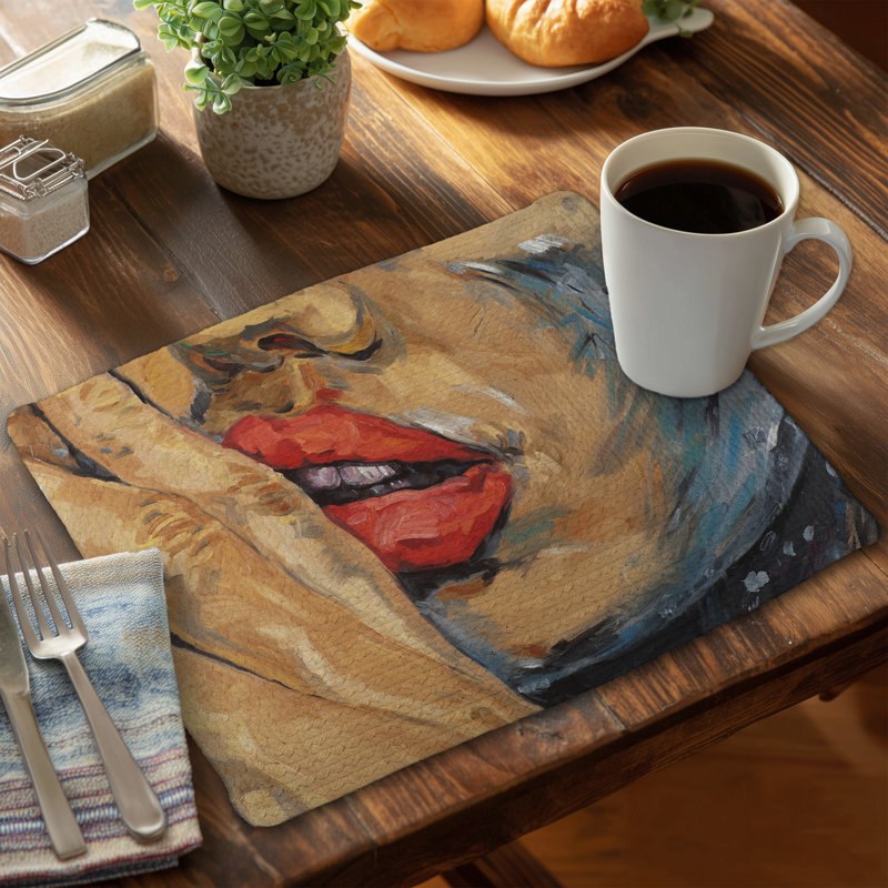 Shushing Lips Closeup Braided Polyester Placemat | Home Decor