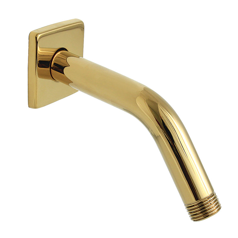Kingston Brass Claremont 7-Inch Shower Arm with Square Flange, Polished Brass