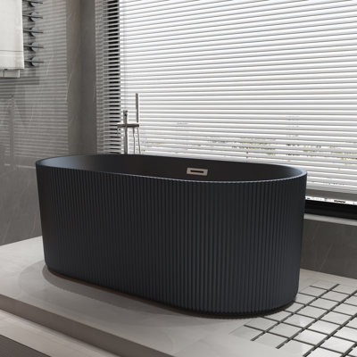 KDK HOME 67 in Freestanding Bathtub Acrylic Deep Soaking Tubs with Overflow