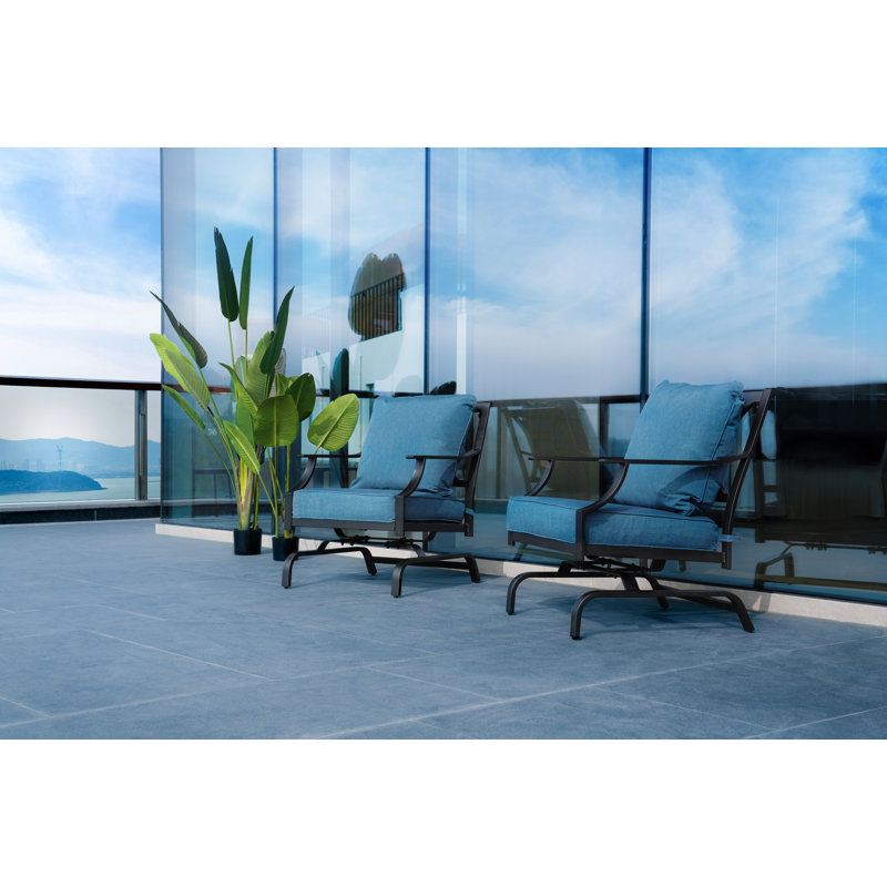 Chaise berçante de patio avec coussins, Bleu