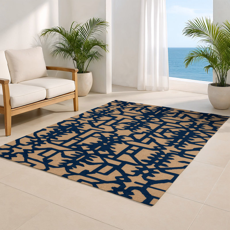 Tapis bleu intérieur et extérieur Trellis, Rectangle 5 pi x 7 pi