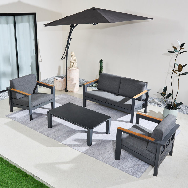 Ensemble de patio complet 4 pièces avec coussins