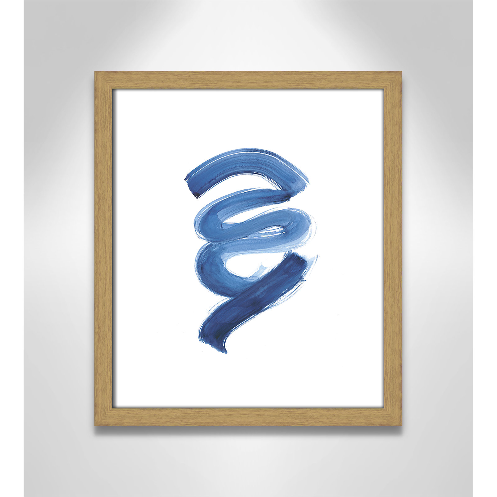 Slinky Indigo I by Filippo Ioco - Painting Print, 15" H x 13" W x 0.75" D, Beige Wood Framed Paper