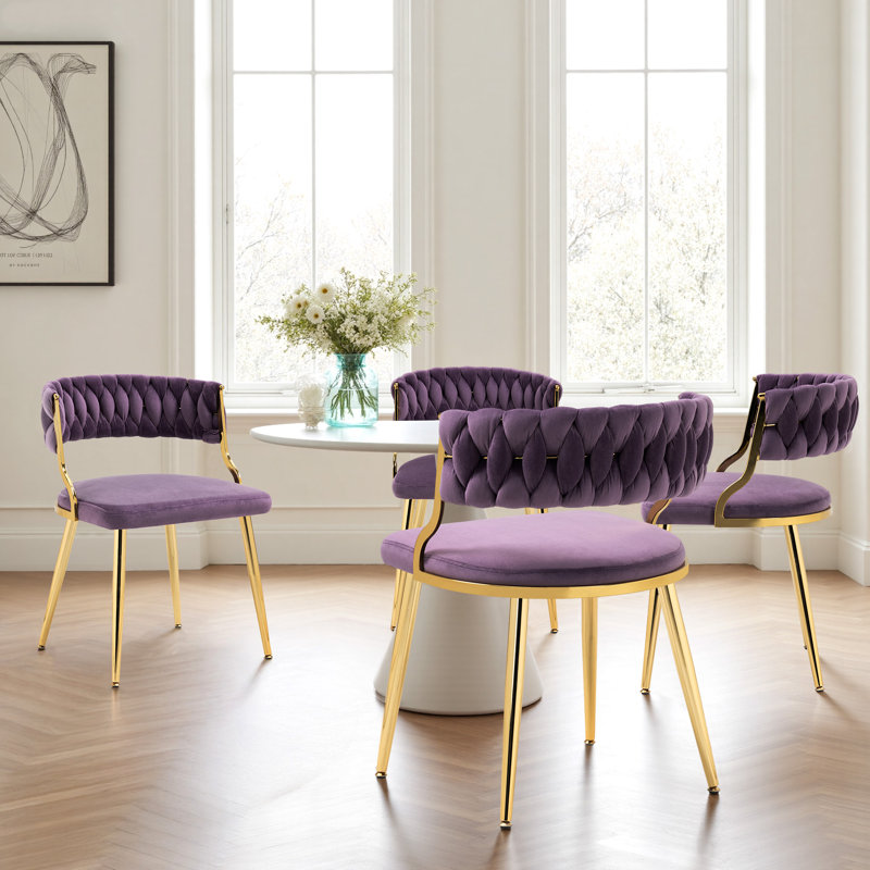 Ensemble de chaises de salle à manger en velours l 21,65 po Christal, Mauve