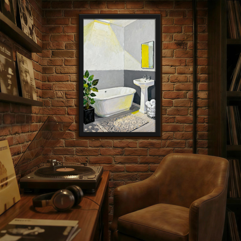Bain moderne avec plante et miroir Bath & Laundry, H 18 po x l 12 po