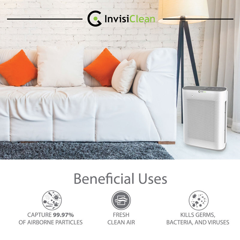 White Compact 4-in-1 Air Purifier with UV and HEPA