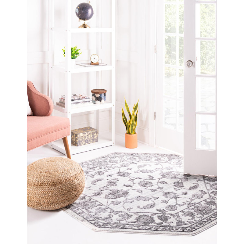 Tapis traditionnel urbain couleur pierre, Octogone 5 pi 3 po