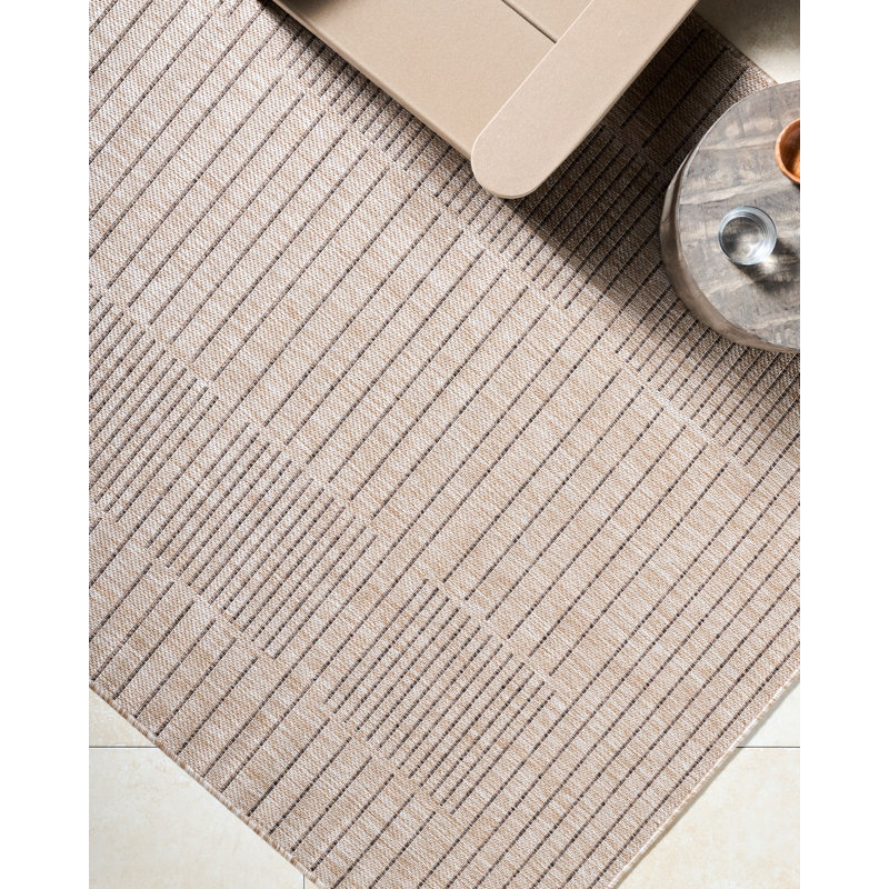Galey Alix x Livabliss Rye Outdoor Machine Woven Rug, Rectangle 9'2" x 12', Tan