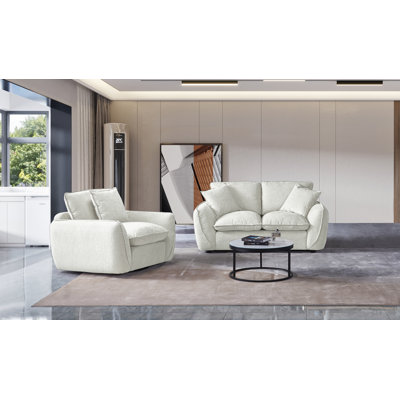 Modern Upholstered 2-piece Sectional (single Accent Chair + 75.5"w Loveseat)