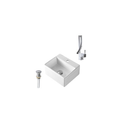 Lavabo de salle de bain mural rectangulaire en céramique blanche avec robinet