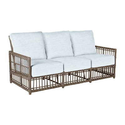 Newport 79" Wide Outdoor Wicker Patio Sofa with Cushions