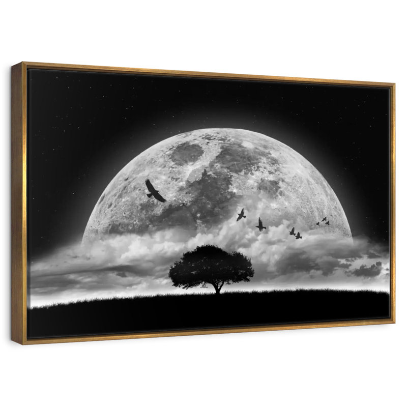 Lune fantastique, Cadre flottant doré, 43 po x 29 po