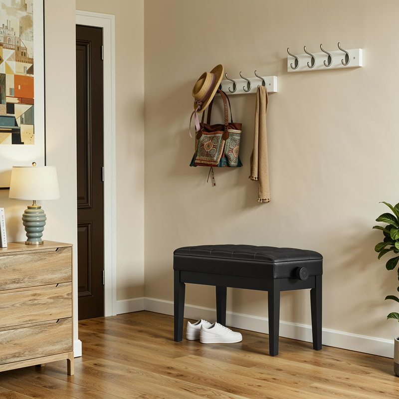 Leather Upholstered Bench, White