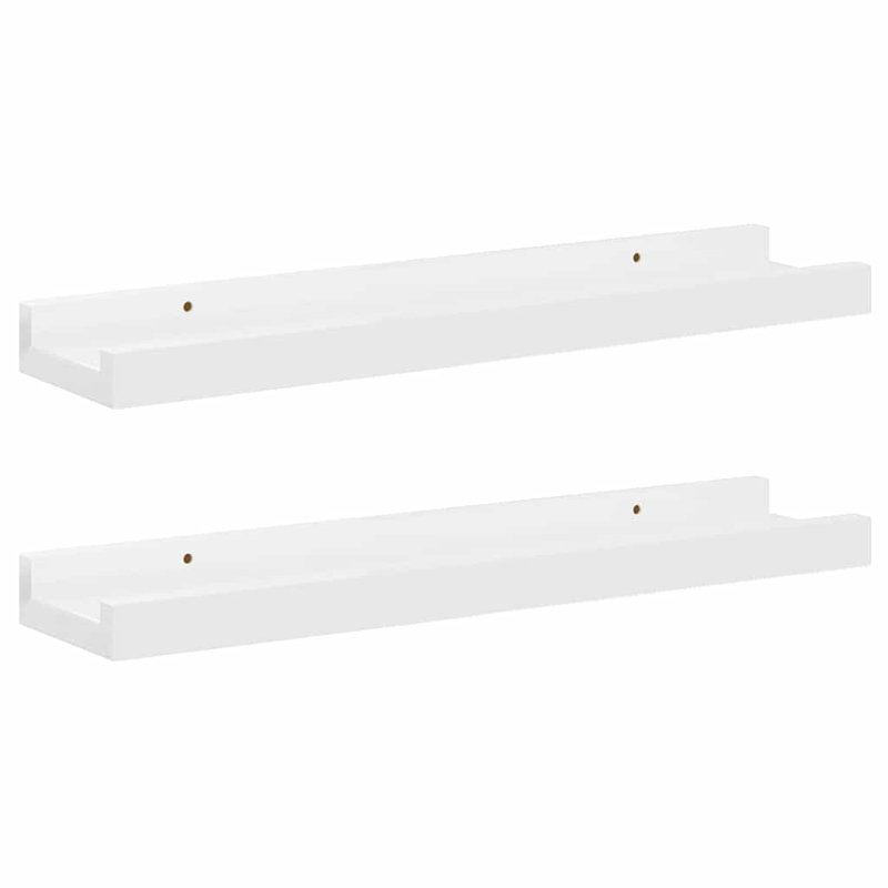 Wall Shelf Floating Shelf Wall Mounted Display Shelf for Photo Frame, 1.2" H x 15.7" W x 3.5" D, High Gloss White