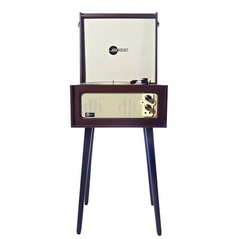 Arkrocket Brown 3-Speed Bluetooth Retro Turntable with Built-in Speakers
