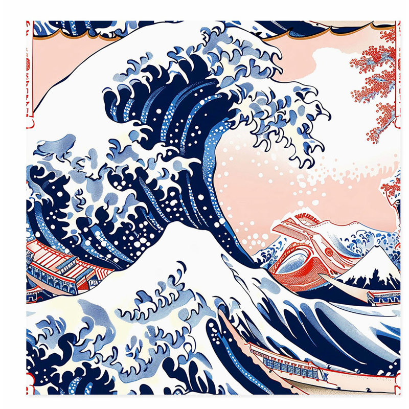 Plage et bord de mer japonais Kanagawa Wave VI, reproduction d'art non encadrée, H 12 po x l 12 po