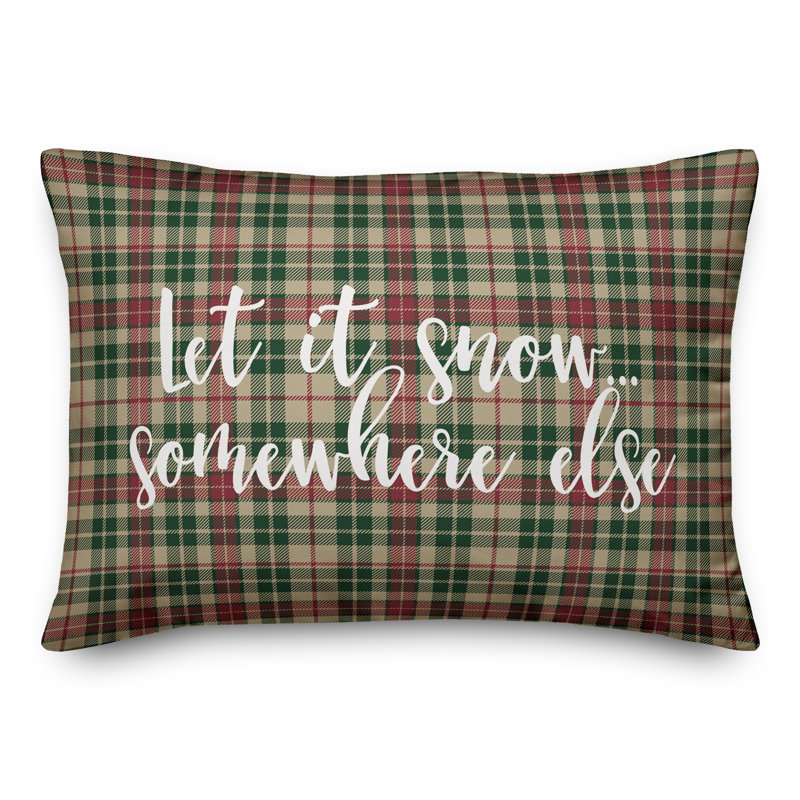  Coussin lombaire «Let it Snow Somewhere Else» en tartan