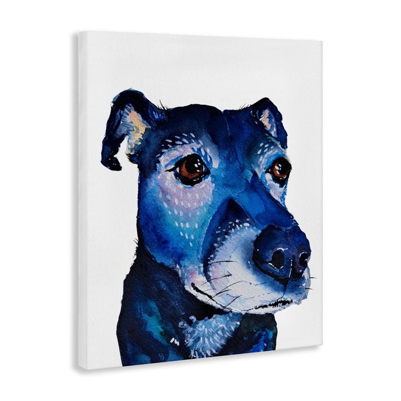 Toile bleue expressive, conception de Tatiana Roberts, H 30 po x l 24 po