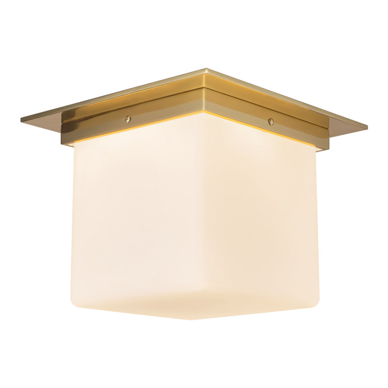Mineral 11-in Brass Flush Mount, Opal Glass, Brass