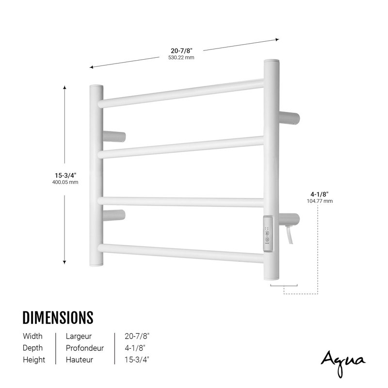 Chauffe-serviettes Gabriella 4 barres rondes en blanc mat, Matte White
