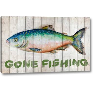 Millwood Pines  Gone Fishin' Bass Angler Marine Life  by ND Art Print on  Canvas