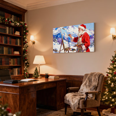 «Christmas Santa», peinture de paysage d'hiver, ensemble de 3 impressions sur toile