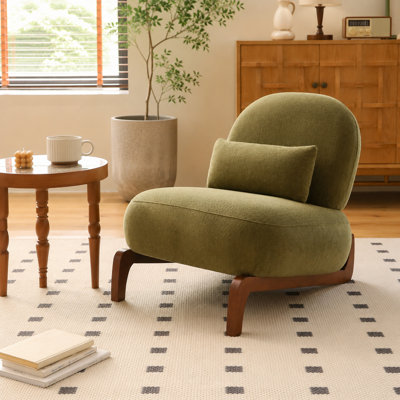 Mignon fauteuil d'appoint sans accoudoirs avec pieds en bois massif et coussins moelleux, ensemble de 2 pour le salon et la chambre à coucher