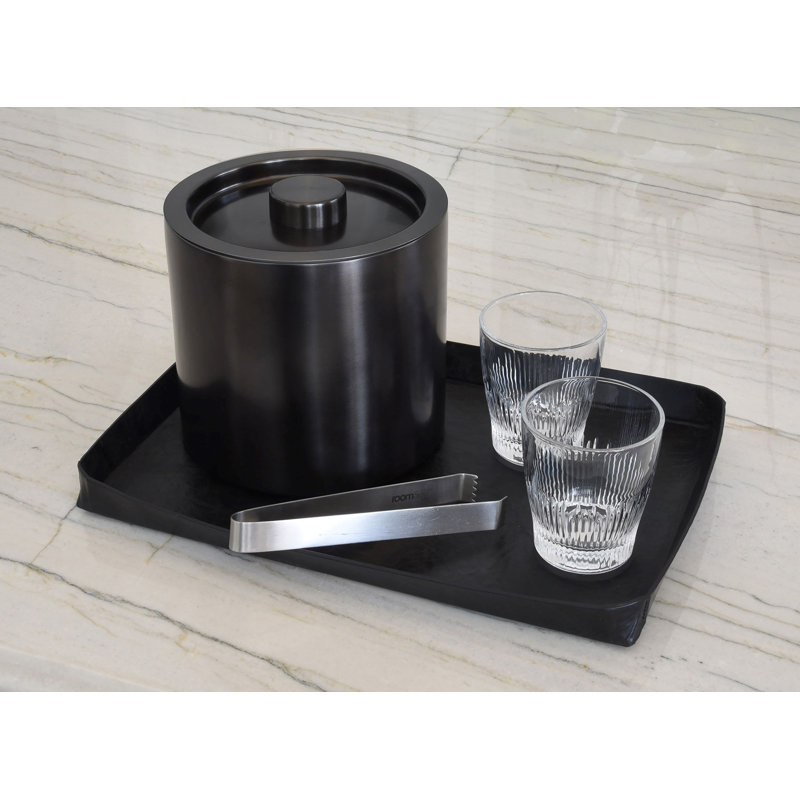 Seau à glace rond en acier inoxydable brossé, Noir mat
