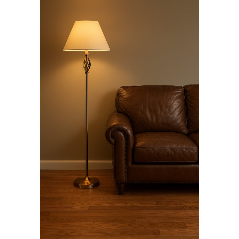 Bratton 155cm Traditional Twist Floor Lamp, Antique Brass