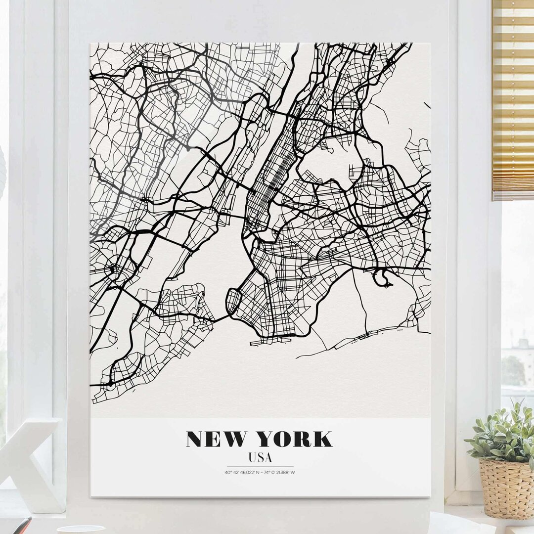 Glasbild Classic New York Gerahmter Druck