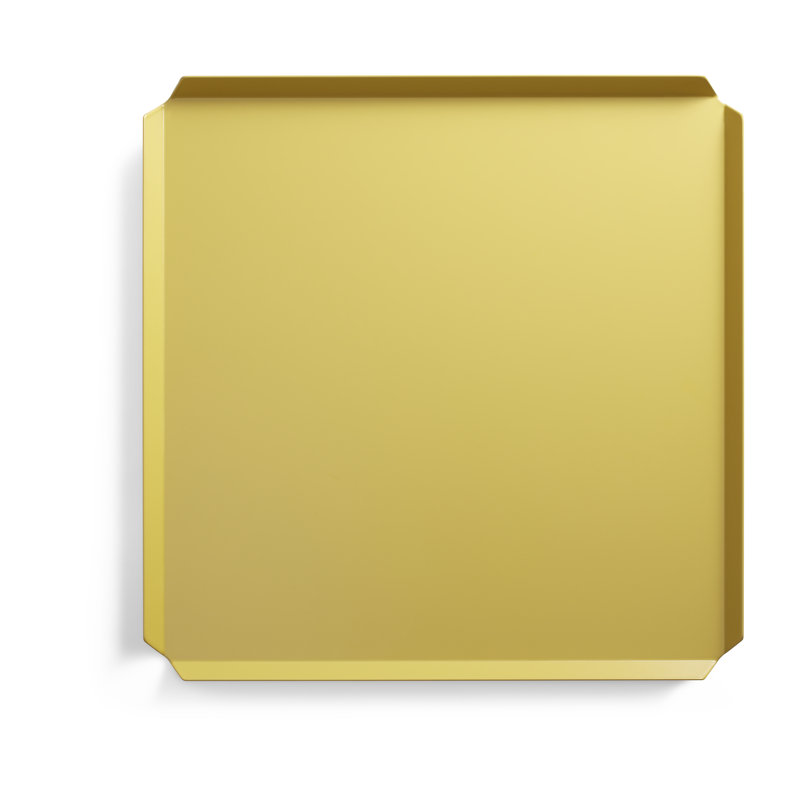 Powder Coated Steel Decorative Tray, Yellow/Green/Brown