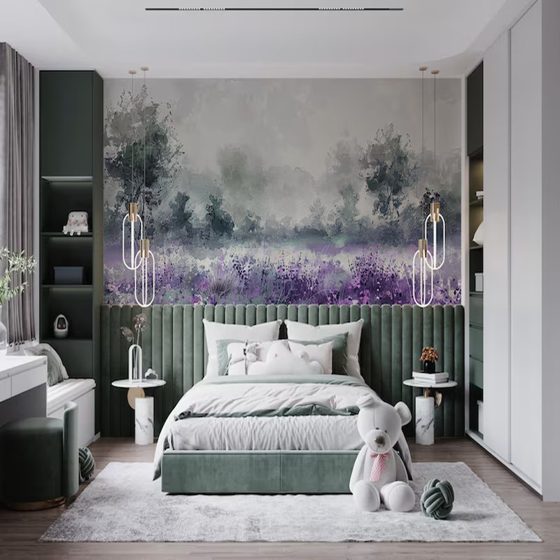 Lavender Mist Forest Landscape, 108" L x 96" W
