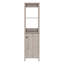 Armoire à linge Jannès, deux tablettes ouvertes, porte simple, finition gris clair-1430741819