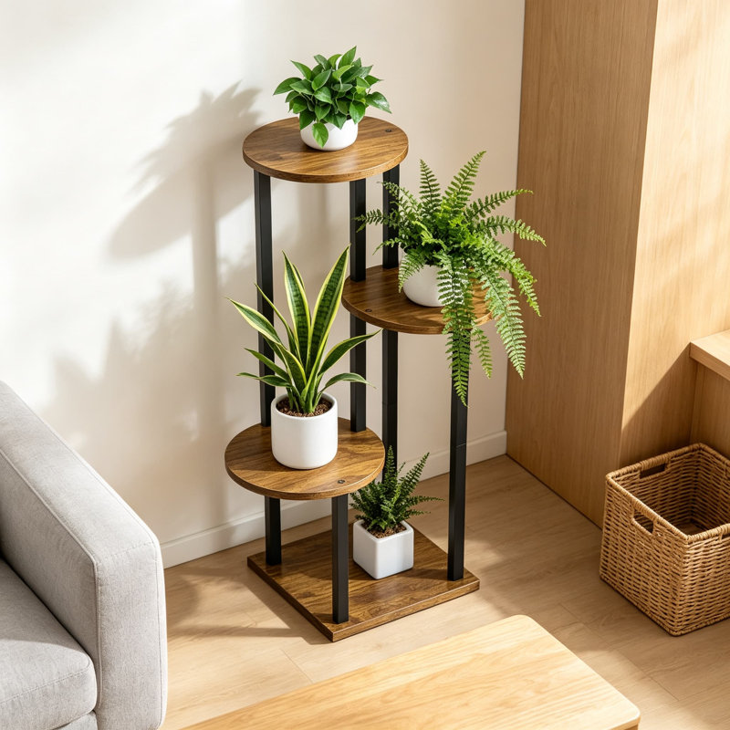 Support à plantes en métal et en métal pour l'intérieur et l'extérieur, Brun