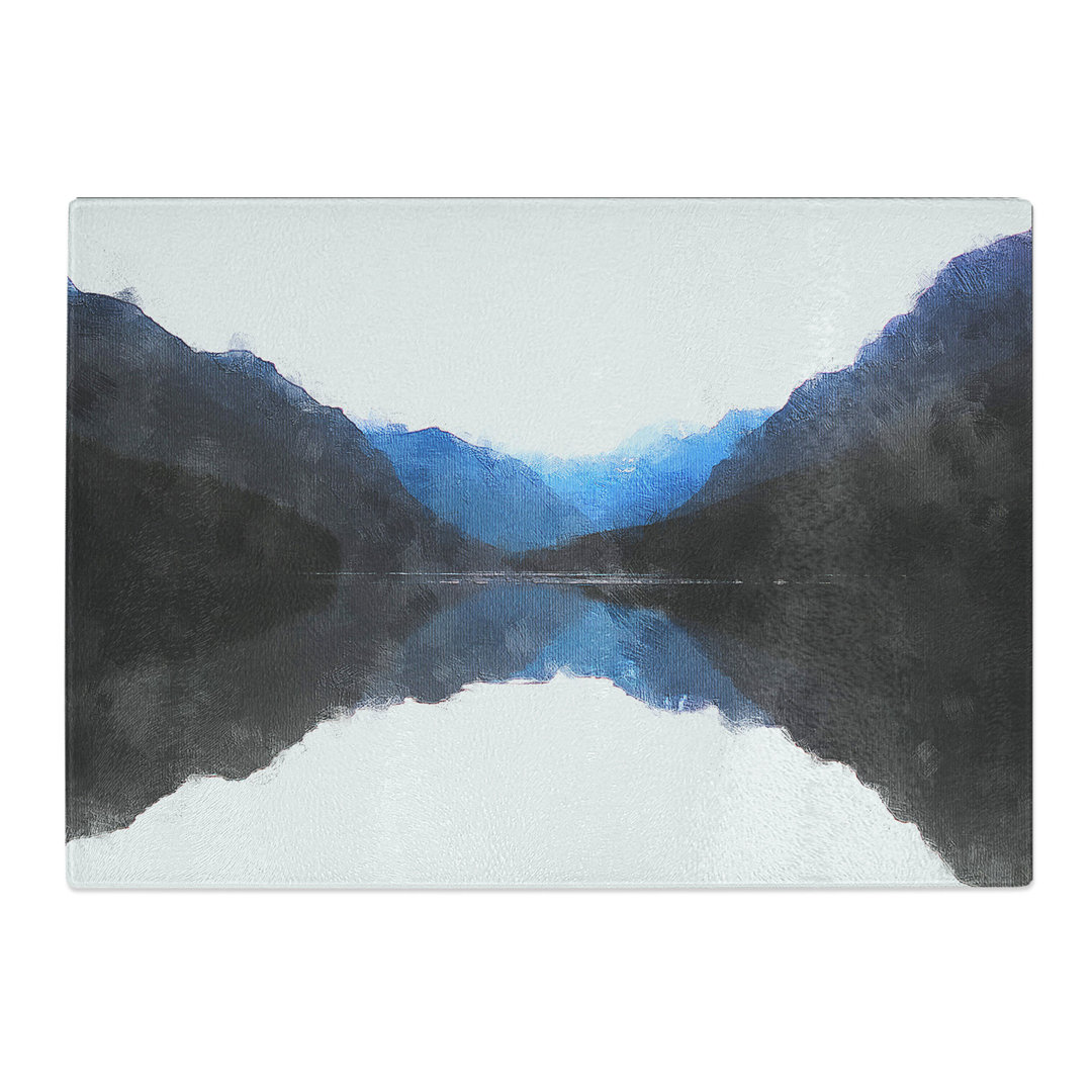 Tempered Glass Mountains Reflecting Chopping Board