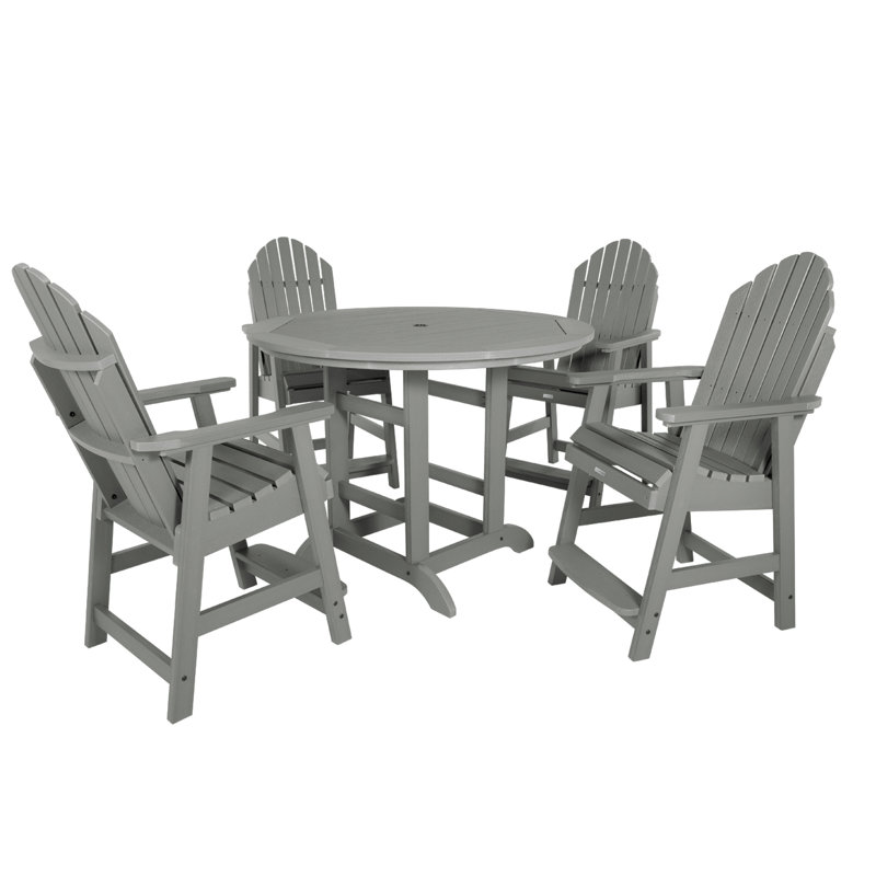 Anette 4-Person 48" Round, Counter-Height Dining Set, Coastal Teak