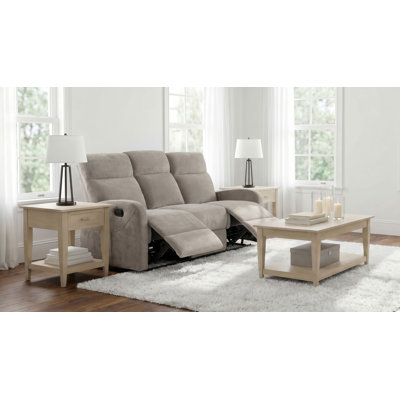 Camecia Chenille Upholstered Manual Reclining Sofa Sand
