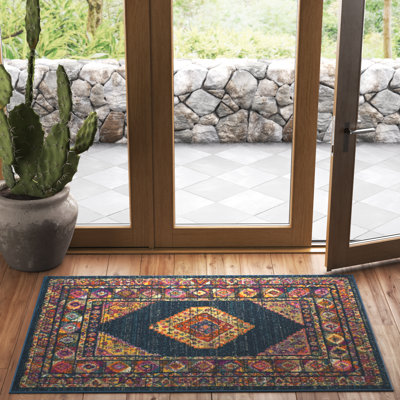 Tapis bleu / fuchsia Christa Southwestern