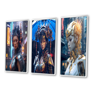 " Cyberpunk Goddess Futuristic Portrait " 3 - Pieces
