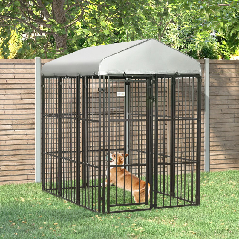 Grand chenil pour chien de 6 pi x 4 pi avec auvent ombragé, extérieur - robuste, imperméable pour chiens de taille moyenne