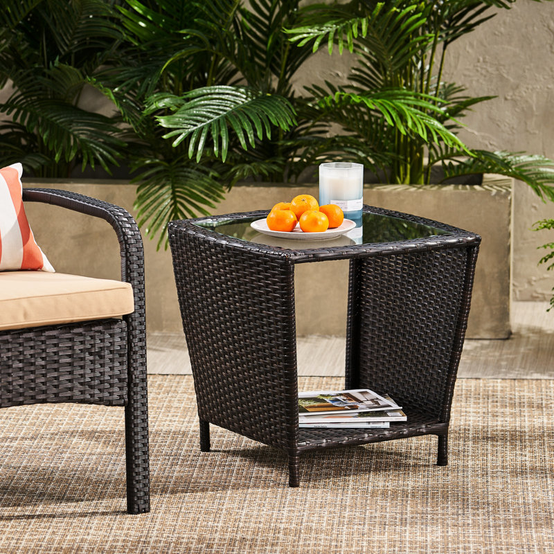 Table d'appoint Elegant Outdoor -, verre, brun, chic avec verre