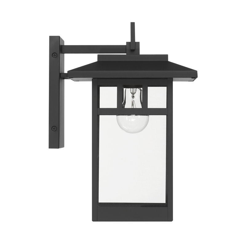 Hunter Yancy House Outdoor 1 Light Medium 14 Inch Wall Light, 14” H x 9” W x 10.5” D, Black