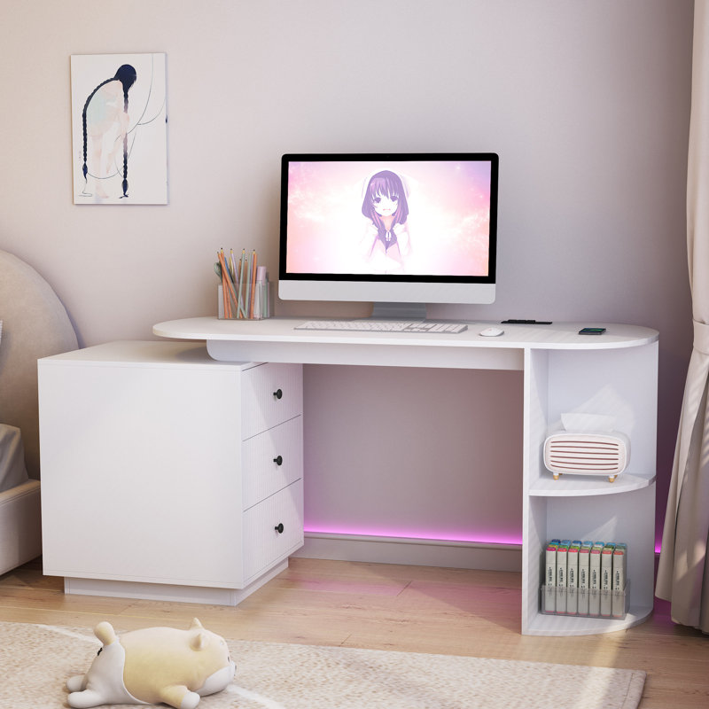 Expandable Storage Desk Wood Modern Home Office Ideal For Study And Craft