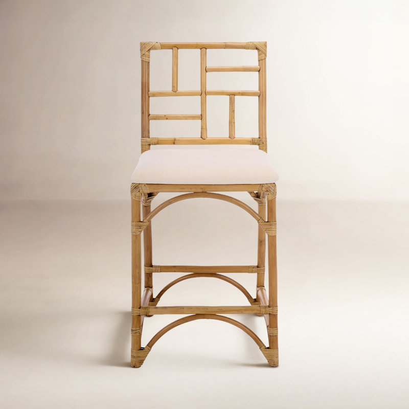 Tabouret de bar avec coussin Christine, Miel brun délavé