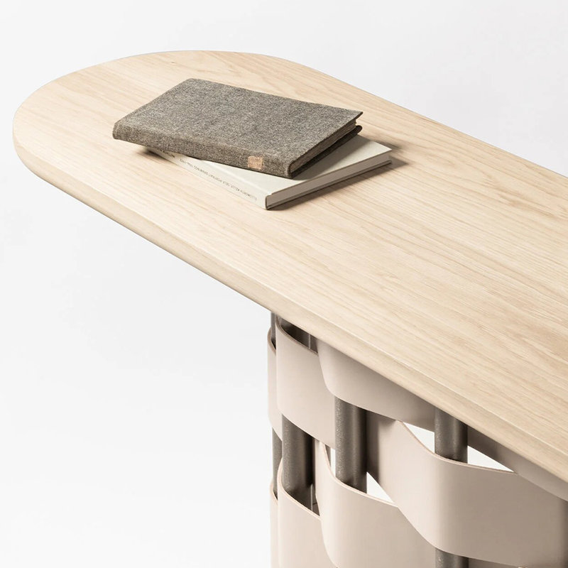 Console minimaliste de style italien, Naturel / Beige, H 33,5 po x l 47,2 po x P 15,7 po