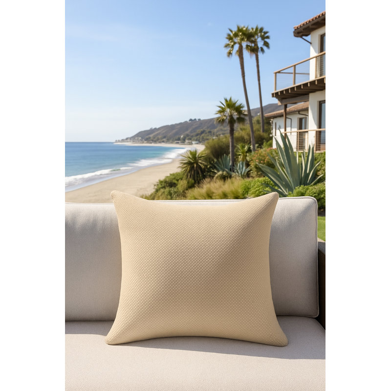 Outdoor Living Pillow Cover, Sandy Beige, Square 20", Polyester