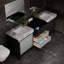 Meuble-lavabo de salle de bain 84 po Lexora Zilara en noir et gris, avec comptoir et robinet