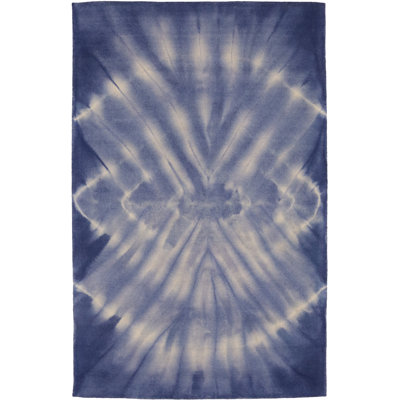 Tapis oriental mauve et bleu marine moderne 5 x 8