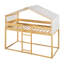 Lit superposé simple au-dessus d'un lit simple en bois avec tente, naturel-1205742073